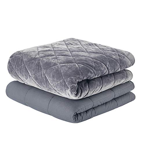 RelaxBlanket Premium Weighted Heavy Blanket Deluxe Set | 60''x80'', 30lb | W/Luxurious Removable Minky Quilted Cover | Dark Grey-Diamond
