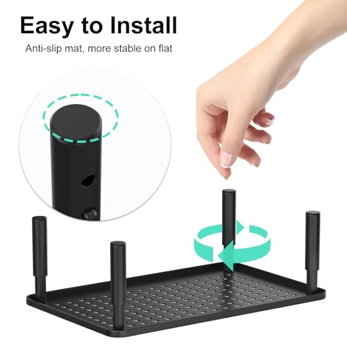 Bracwiser Monitor Stand: 3 Height Adjustable Screen Riser with Perforated Platform for Laptop, Printer, up to 20 kg, Pack of 2, MST003-2