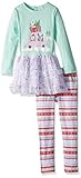 Youngland Girls' Mesh Tutu Mini Dress with Knit Nordic Print Legging
