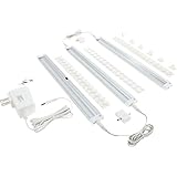 EShine White Finish 3 12 Inch Panels LED Under Cabinet Lighting, with IR Sensor! Hand Wave Activated - Bright, Strong and Stable - Easy to Install, Screw and 3M Sticker Options Included, Cool White