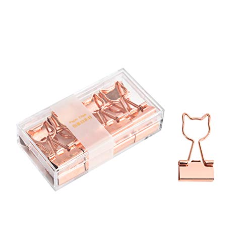 Rose Gold Metal Binder Clips with Cute Cat Shaped 0.74\