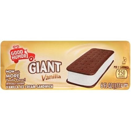 Good Humor Giant Ice Cream Sandwich Vanilla 6 0 Oz 24 Count