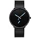 Men's Minimalist Wrist Watches Analog Waterproof Quartz Black Stainless Steel Band