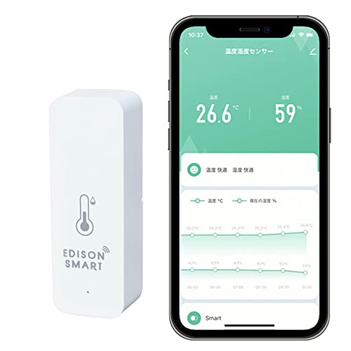 エジソンスマート 温湿度計 スマートリモコンと連携 Alexa対応 電池式 温度計 湿度計 DTS-TH01WH商品画像