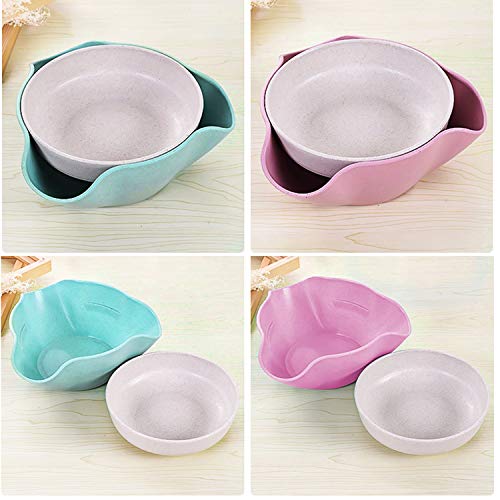 2 Pack Double Dish Pistachio Bowls - Snack Serving Bowls for Peanuts, Edamame, Cherries, Nuts Fruits and Candy, Snacks disc, Double Dish Nut Bowl with Shell Storage