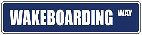 Wakeboarding Blue Street Sign DECAL Sticker 8x2