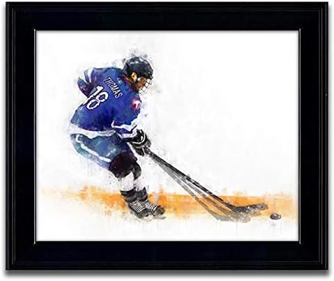 Personalized Men or Boys Ice Hockey Sports Action Print - Gift for The Ice Hockey Player (14x17, Framed w/Glass)