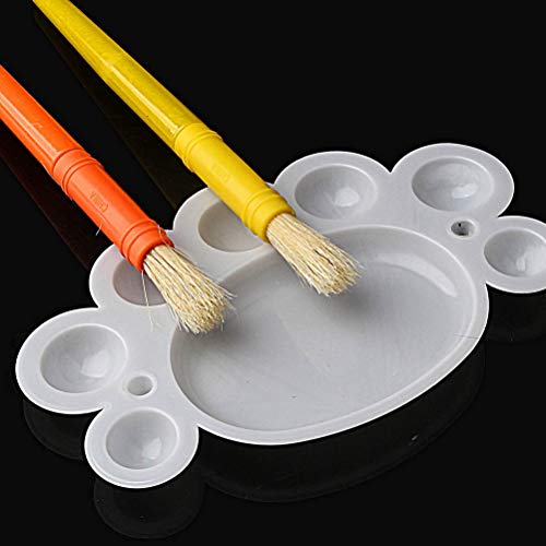 WODE Shop 11 Pieces Artist Paint Brushes Set, 10 Pieces Children Tempera Paint Brush with 1 Paint Tray Palette Plastic Hog Bristle Brushes for Watercolor Oil Acrylic Painting Students Kids Beginners