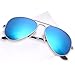 JETPAL Men & Womens Aviator UV400 Sunglasses - Non Polarized Blue Mirror Lens Silver Frame