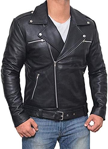 Mens Leather Jacket Men's Boda Skin Replica Leather Motorcycle Slim fit Jacket Bomber Biker Black Leather Jacket