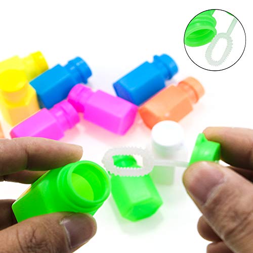 Amersumer 24PCS Mini Neon Party Bubbles With No Soapy Water, Mini Hexagon Bubble Bottles 2 Inches Neon Colors With Wand For Kids Party Favors Bag Stuffers Wedding Bubbles Refill (With No Soapy Water)