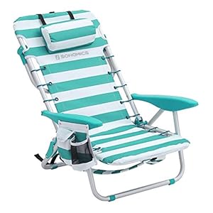 SONGMICS strandstoel met afneembare hoofdsteun, draagbare klapstoel, campingstoel, rugleuning tot 180° verstelbaar, met…