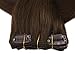 Full Shine Human Hair Clip in Extensions 14 Inch Brown Clip in Hair Extensions Real Human Hair Straight Medium Brown Hair Extensions for Women 7 Pcs 120 G