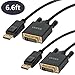 UVOOI DisplayPort to DVI Cable 6.6 Feet 2-Pack Display Port (DP) to DVI-D Male to Male Adapter Cable 1080P Compatible with PC, Laptop, HDTV, Projector, Monitor, More- Gold-Plated