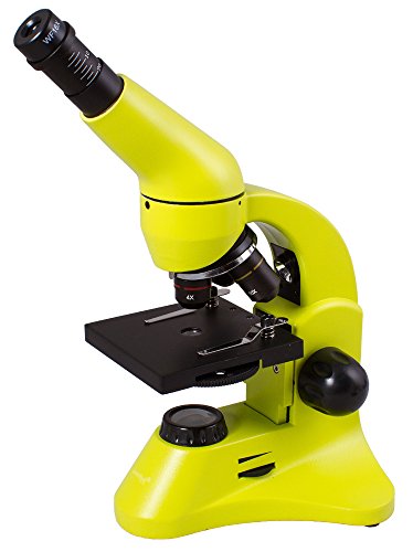 Levenhuk Rainbow 50L Plus Lime Student Microscope (64-1280x Magnification, Metal Body, Glass Optics) with Experiment Kit and Case - Thumbnail 3