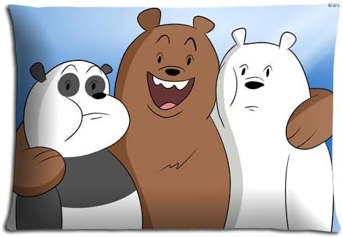 Soft Cotton Polyester Modern Cushion Pillow Protector Cases We Bare Bears Zippered 20x30 inch 50x76 cm
