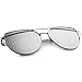 zeroUV Oversize Metal Frame Thin Temple Color Mirror Flat Lens Aviator Sunglasses 62mm (Silver/Silver Mirror)