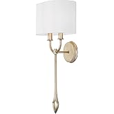 Capital Lighting 650021BS Claire Luxe White Fabric Torchiere Wall Sconce, 2-Light 120 Total Watts, 25" H x 11" W, Brushed Cha