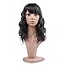 MelodySusie Mid Length Curly Wavy Wig for Women, 17 inches Hair Replacements Wig with Bang, Synthetic Fiber, Natural as Human Hair, for Daily Halloween Cosplay with Wig Cap, Light Brown (#054Black)