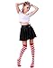 Women's Extra Long Striped Socks Over Knee High Opaque Stockings (Red & White)