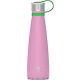S'ip by S'well Stainless Steel Water Bottle - 15 Oz - Pink Meadow - Double-Walled Vacuum-Insulated Keeps Drinks Cold for 24 H