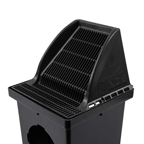 NDS Square Catch Basin Drain Downspout Grate, 12 in., Black Plastic