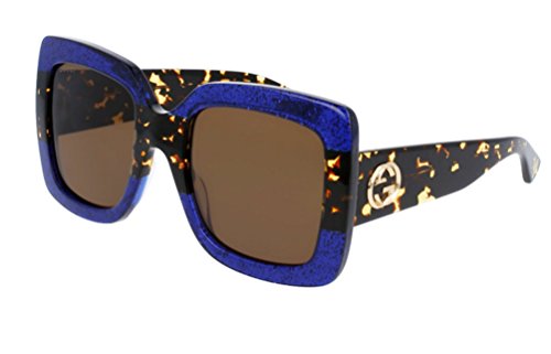 Gucci 0083S 003 Blue Havana Brown GG0083S Sunglasses