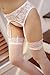 Coxeer Lace Garter Belt Panties & Sheer Stockings Lingerie Set For Women's (White)