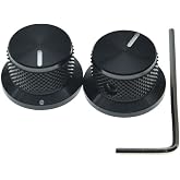Dopro 2-Pack Set Screw Style Aluminium Potentiometer Knobs 1/4" Universal Top Hat Knobs Bell Volume Tone Control Knobs for Guitar/Bass/AMPS/Preamps Black with Indicator