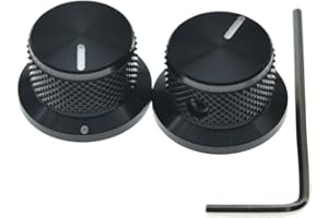 Dopro 2-Pack Set Screw Style Aluminium Potentiometer Knobs 1/4" Universal Top Hat Knobs Bell Volume Tone Control Knobs for Guitar/Bass/AMPS/Preamps Black with Indicator