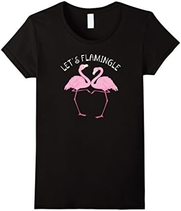 Womens Let's Flamingle Shirt Pink Flamingos Bridesmaid Bachelorette XL Black
