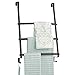 mDesign Modern Decorative Metal Over Shower Door Towel Rack Holder Organizer with Storage Hooks - for Bathroom Towels, Washcloths, Hand Towels, Loofahs and Sponges - Bronze