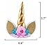 Unicorn Cake Toppers Handmade Set 27 PCS gold Horn With Balloons Ears Flowers and eyelash for Birthday baby shower Party wedding cake decorations (GOLD)