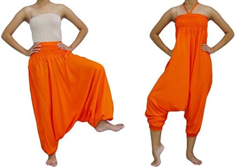 Loong Cha's Women Fine Art Print Harem 2 Types Pants Ver.2 (J Orange)