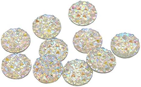 48pcs 12mm Plastic/Resin Sew-on Stones Flatback Rhinestones DIY Sewing Crystals (AB White)