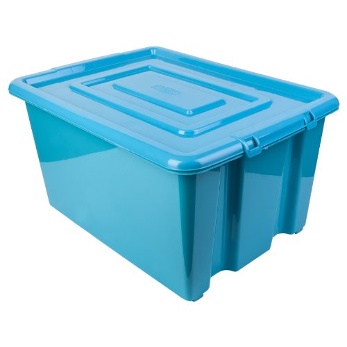 New Whitefurze Plastic Stackable Blue Container Large Storage Box With