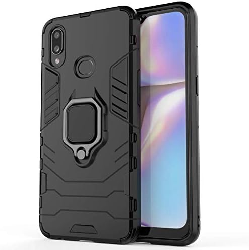 Dedux Protective Case for Samsung Galaxy A10s, Rugged PC TPU Bumper Cover Shell With Ring Holder Compatible with Samsung Galaxy A10s. Black