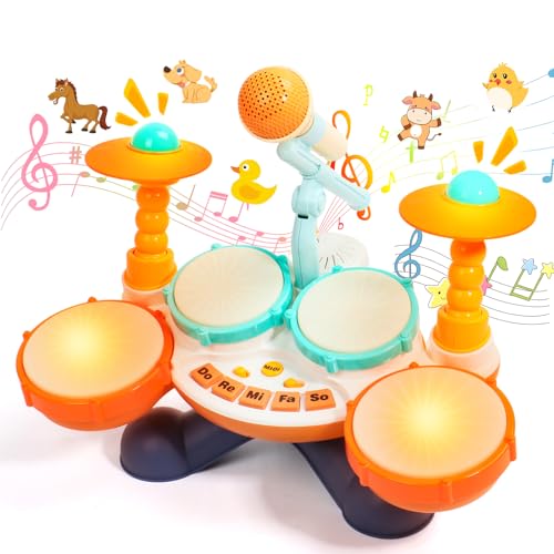Drum Toys Children 1 Year Drum Children's Gift Baby 1 Year Musical Instruments Children's Battery with Sound Microphone Games for 1 Year Old Children Easter Gift Girl