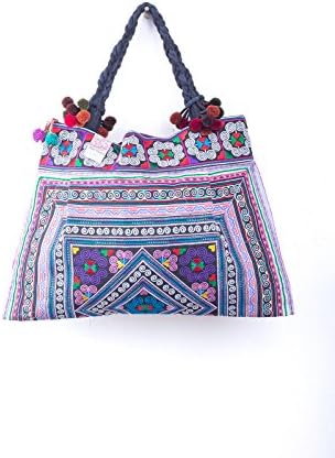 Unique Hmong Tribes Embroidered Tote Bag Large Size, Handmade Beach Bag