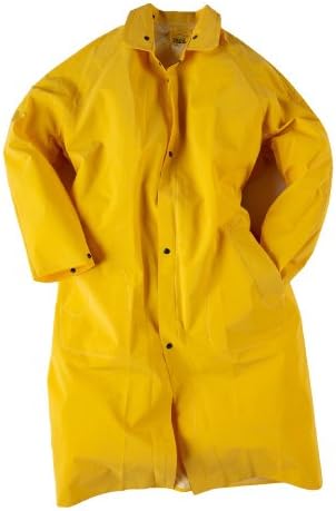 Neese 1650C PVC/Polyester Economy Rain Coat with Hood, 48" Length, 2X-Large, Yellow