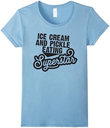 Womens Ice Cream And Pickle Eating Superstar- Cute Pregnancy Shirt Medium Baby Blue