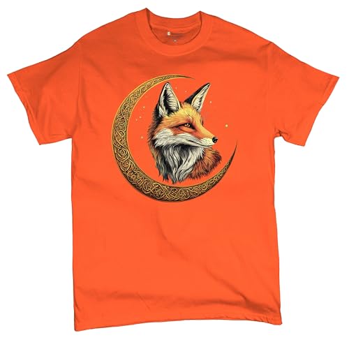 Celtic Moon Fox T-Shirt North Mystic Forest Animal Wildlife Nature Spiritual Celestial Nordic Valhalla Men's Tee Orange XX-Large at Amazon
