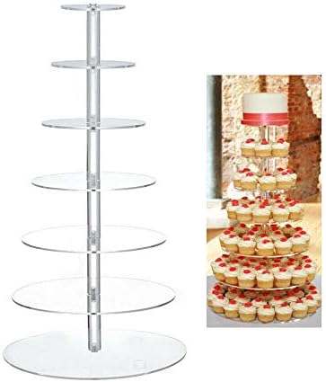 カップケーキディスプレイスタンド 7段 円形 アクリル ペストリー ウェディング カップケーキスタンド タワーツリー クリア 段状 ケーキスタンド トール ジャンボ ラウンド デザートスタンド タワー ウェディング 誕生日 Familylineups Com