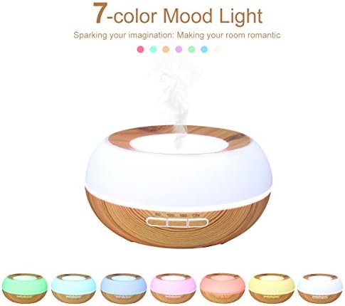 Essential Oil Diffuser , JELEGANT 300ml Aromatherapy Wood Grain Diffuser Ultrasonic Aroma Diffuser Cool Mist Humidifier with 7 Color LED Lights Changing Waterless Auto Shut-off for Home Office Spa