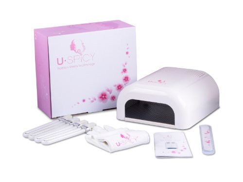 USpicyÂ® Nail Dryer UV light For Acrylic, Gelish & Shellac Curing + Free USpicy Highly UV Protective Gloves, Nail SPA Equipment (MACARON USND-3602 White,36W)