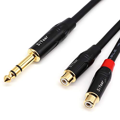 SiYear Dual RCA to 1/4" Cable,6.35mm (1/4 inch) Male Stereo to 2RCA Female Y Splitter Adapter Cable(5Feet