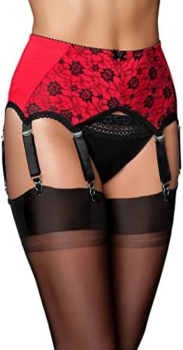 Premier Lingerie Red 6 Strap Pull On Lace Suspender Belt (PLpul6) [UK]