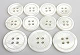 YCEE Premium Luxurious New 11 Piece Natural Mother of Pearl Blazer & Suits Button Set - White - For Blazer, Sport Coat, Uniform, Jacket