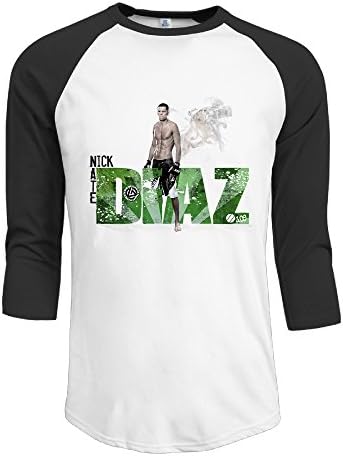 AYASHOP Men's Nick Diaz Bros 3/4 Sleeve 100% Cotton Baseball Tee/T Shirts Black