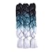 SONNET Braiding Hair Ombre Kanekalon Braiding Hair Jumbo Colored Braiding Hair Extension Blue Braiding Hair 3bundles/lot 300g Box Twist Crochet Braiding (Black/Dark-Blue/Gray)